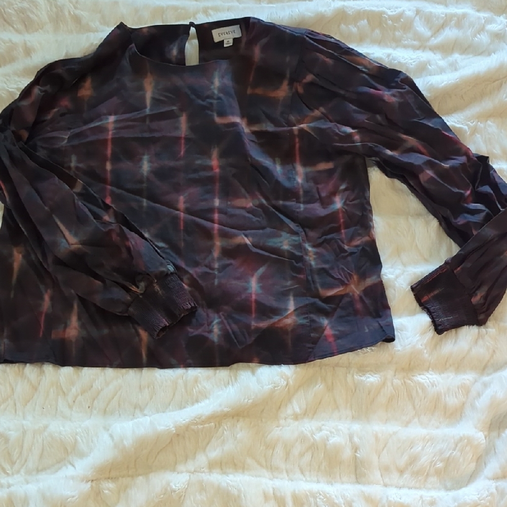 Evereve Dark Multicolor Long Sleeve Blouse